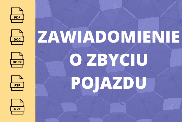 Zawiadomienie o zbyciu pojazdu